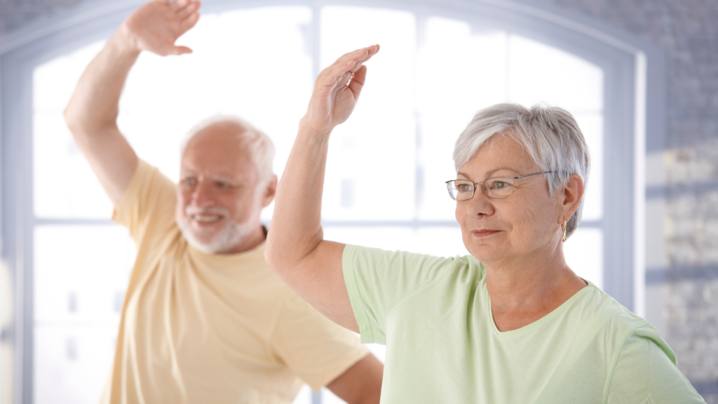 Old couple exercising to increase NAD+ levels