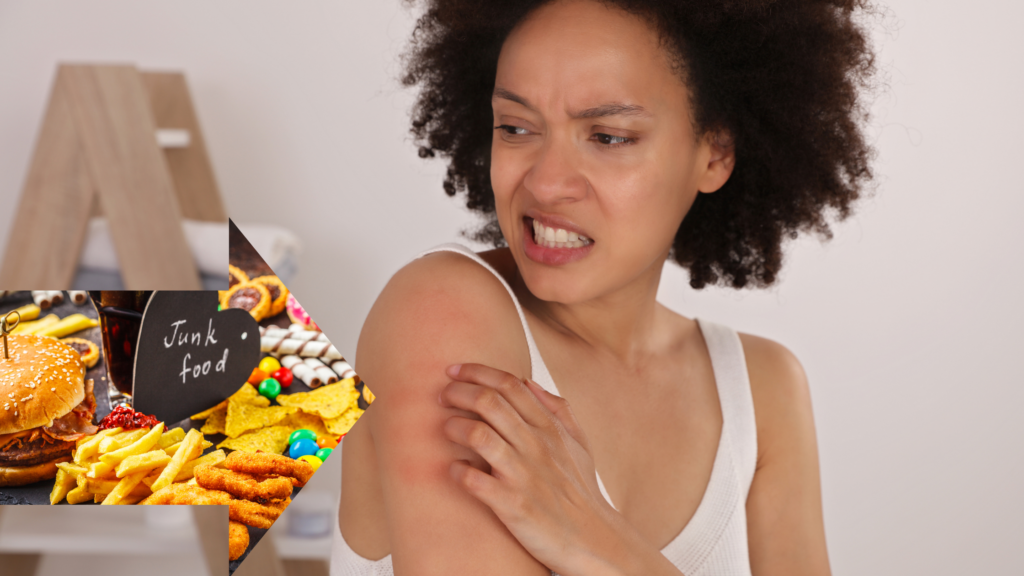 women scratching because of food sensitivity